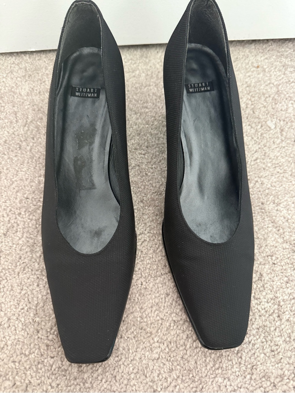 Stuart Weitzman Black Textile Square-Toe Pump - Picture 3 of 7